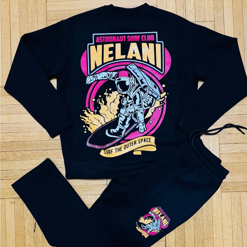 Lani Kids Astronaut Surf Pajamas - Black and Pink